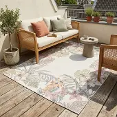FRAAI Tapis d’extérieur à fleurs | Poppy Crème | 120x170cm | Crème | Rectangulaire | Tapis
