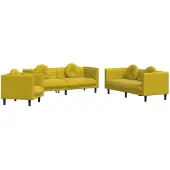 vidaXL Ensemble de canapés 3 pièces avec coussins Velours jaune