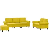 vidaXL Ensemble de canapés 3 pièces avec coussins Velours jaune