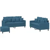 vidaXL Ensemble de canapés 3 pièces avec coussins bleu velours