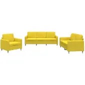 vidaXL Ensemble de canapés 3 pièces avec coussins Tissu jaune clair