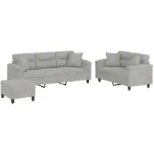 vidaXL Ensemble de canapés 3 pièces avec coussins gris clair tissu microfibre