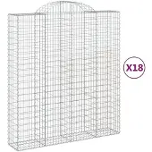 vidaXL Gabions avec arc surélevé 18pcs 200x50x220/240cm Fer galvanisé