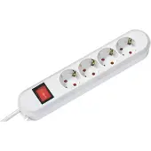 Bachmann SMART Multiprise 4x contact de protection, interrupteur, blanc, 1,5 m