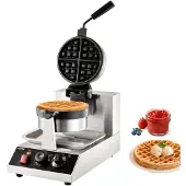Vevor Gaufrier Commercial, 1300W Gaufrier Rond, Machine à Gaufres Rotative Antiadhésive avec Plage de Température 122-572