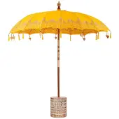 vidaXL Parasol balinais avec socle jaune 215 x 215 x 260 cm