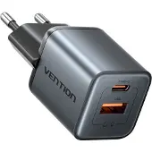 Vention Gan Chargeur Usb-C + Usb-A 30W (Gris)
