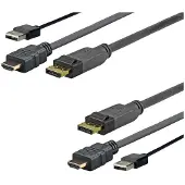 VivoLink PROHDMIUSBDP2, 2 m, DisplayPort, HDMI + USB, Mâle, Mâle, Noir