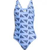 Adidas Logo Graphic V-back Swimsuit Bleu 34 Femme