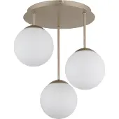 Globo Lighting Plafonnier HARMON, métal et verre, couleur champagne, 3 lumières, hauteur 40 cm