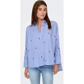 ONLY Chemisier 'ONLNew Lina Grace' bleu clair / rouge / blanc