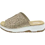 Rieker Chaussons d'intérieur en daim pour femmes, modèle "Nabukino", couleur or, type pantoufle, pour un usage quotidien