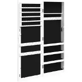 vidaXL Armoire à bijoux avec miroir mural blanc 37,5x10x106 cm