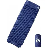 vidaXL Matelas de camping autogonflant oreiller 1 personne bleu marine