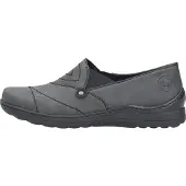 Rieker Chaussures pour femmes, chaussures basses, confortables, pantoufles, couleur grise, pour le quotidien
