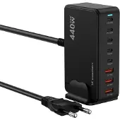 Wozinsky Station de charge WSL-440 GaN QC3 - 185W - noire
