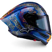 Alpinestars Supertech S-R10 Martinator Thai, casque intégral ,Bleu Foncé/Or/Rouge ,S