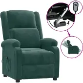 Syfax Fauteuil Relax Electrique Vert Foncé Velours