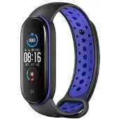 Beline pasek Design Mi Band 7/6/5 czarno-niebieski /black-blue (Plastique, Silicone), Sangles de montre, Noir, Bleu
