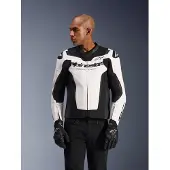 Alpinestars Veste En Cuir GP Force V2 White Black, Taille: 54