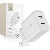 Tech-Protect C20W main charger 2x USB-C PD 20W - blanc (20 W, 2 ports), Chargeur USB, Blanc