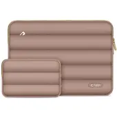 TechProtection Puffy Laptop Sleeve 15-16" with accessory pouch - Brown (16", Apple, Microsoft), Sac pour notebook, Marron
