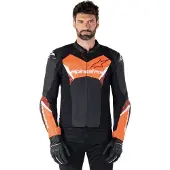 Alpinestars Veste En Cuir Faster V3 Black Red Fluo, Taille: 60