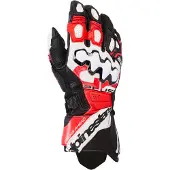 Alpinestars GP Plus R V3 Black White Bright Red Leather Motorcycle Gloves Taille L