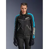 Alpinestars Stella T-Dyno Air, veste textile pour moto, modèle pour femmes, noire/bleue, taille S