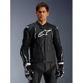 Alpinestars Veste en cuir Dusk Noir/Blanc 50 hommes