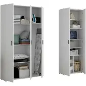 Dmora Brumano - Armoire Multifonction, 177x190h cm Blanc, Modulable