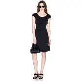 Armani Exchange pour femme. XW002301AF21553UC001 Robe midi en crêpe satiné noir (XS), Casuel, Polyester, Manche courte