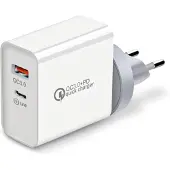 Montis+ MT008 Chargeur 1x USB-A 1x USB-C 3 A (MT008) (36 W, 1 portion), Chargeur USB, Blanc