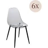 Dmora Amstrong - Chaise, Gris Fumé, 6 Chaises