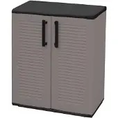 Artplast Armoire de Rangement Grise Armoire basse 2 portes Polypropylène 68x37h84 cm ArtPlast