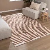 De Onlinewinkelier b.v. Volero - Couloir lavable - Dazzle Blocks Marron/Blanc - 140x200 cm