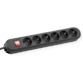 Bachmann Multiprise SMART 6 prises, noire, 3,0 m, avec interrupteur