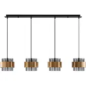 Nova Luce Suspension Sianna 4 lumières droites noir et or