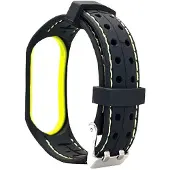 Beline pasek Smart Mi Band 3/4 czarno-limonkowy black/lime (Plastique, Silicone), Sangles de montre, Vert, Noir