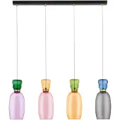 Nova Luce Pluma - lampe suspendue - 96 x 150 x 15 cm - 36W LED inclus - or, jaspe brillant, violet, jaune, rose, vert clair, bleu clair et verre cyan