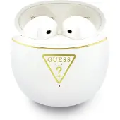 GUESS Écouteurs sans fil Gold Line Triangle Logo avec étui de chargement blanc - GUTWSA15HETH