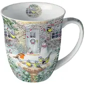 Ambiente Mug En Porcelaine Fine Oiseaux DHiver  0,4 Litre