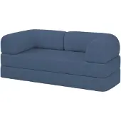 Bananair Canapé lit compressé modulable en velours côtelé 90x180 cm bleu