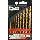 YATO Jeu de forets à métal HSS-TiN - - YT-44674 - 1–10 mm (10 pièces) - Revêtement TiN - Angle 135