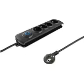 Qoltec 50105 Multiprise avec parasurtenseur, 4 Noir