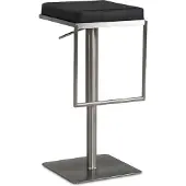 Wohnling Tabouret de bar Noir Similicuir Acier inoxydable Chaise de bar moderne Chaise de comptoir pivotante Rembourrée Tabouret de bistrot Métal Haut Tabouret de comptoir Réglable en hauteur