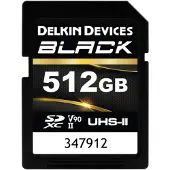 Delkin BLACK UHS-II SDXC 512GB R:300MB/s W:250MB/s (512 Go, SDXC, U3, UHS-II), Carte mémoire, Noir
