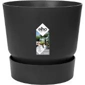 Elho Greenville Pot De Fleurs Rond 55 - Noir - Ø 55 X H 50 Cm - Extérieur - 100% Recyclé