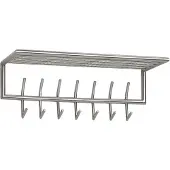 Wohnling Portemanteau mural métal argenté 74,5x29x30 cm Portemanteau d'entrée avec étagère Barre à crochets Panneau mural acier Portemanteau mural avec porte-chapeaux Barre de penderie