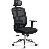 Amstyle Chaise de bureau noire avec revêtement en maille Chaise de bureau jusqu'à 120 kg avec appui-tête |
